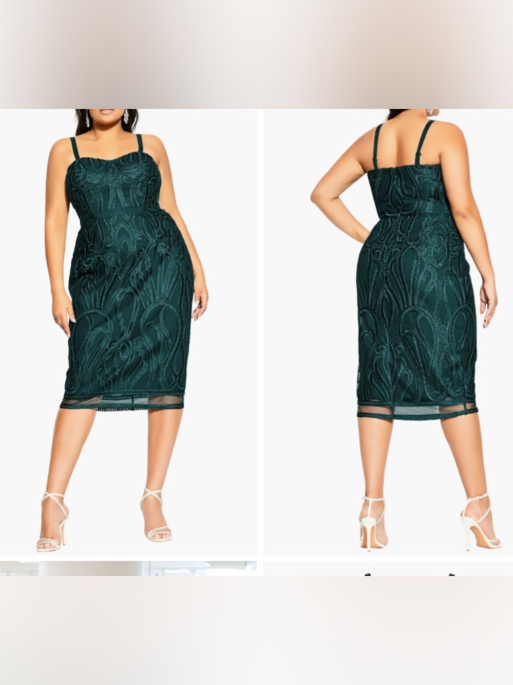 City Chic Antonia Emerald Green Embroidered Cocktail Dress Size 16